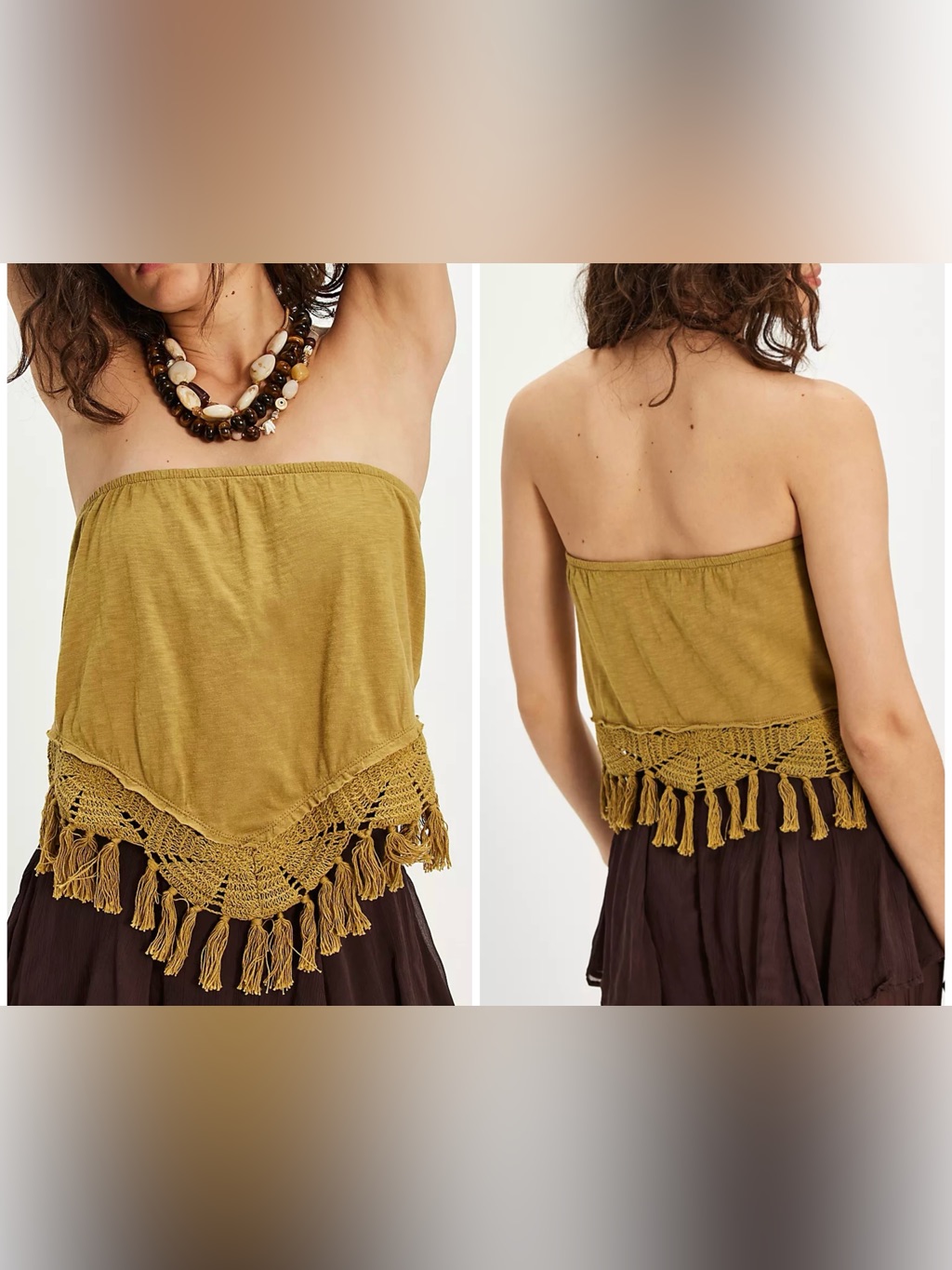 Nwt Free People Caden Tube Top - Willow Combo Green - Small
